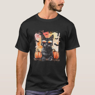 Halloween Black Cat Bats Pumpkin Trick Or Treat Wi T-Shirt