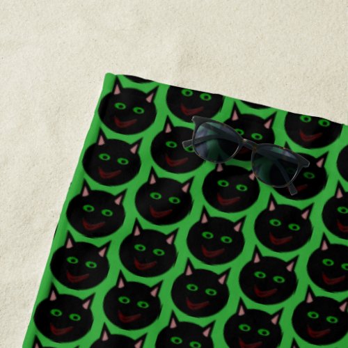 Halloween Black Cat Beach Towel