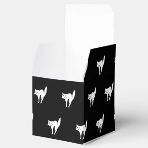 Halloween black cat black and white pattern favor boxes