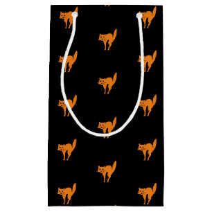 Halloween black cat black orange pattern small gift bag