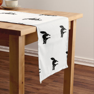 Halloween black cat black & white cute pattern short table runner