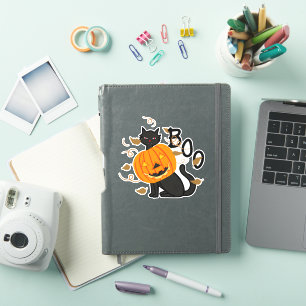 Halloween Black cat Boo Sticker