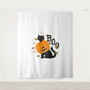 Halloween Black cat Boo Tapestry