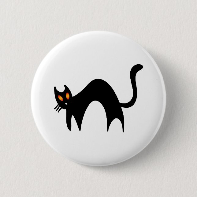 Halloween Black Cat   Button (Front)