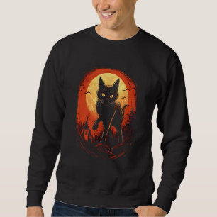 Halloween Black Cat by Haunted Horror Halloween 1 Sweatshirt