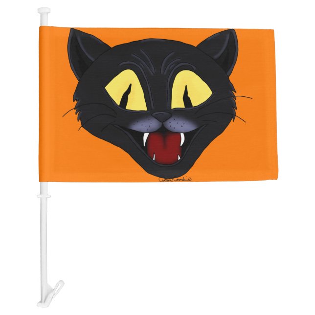 Halloween Black Cat  Car Flag (Front)