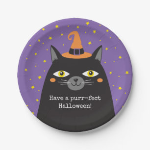 Halloween Black Cat Card Paper Plates