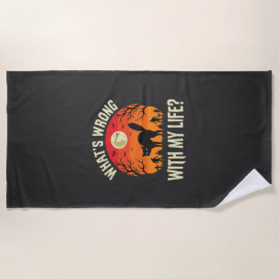 Halloween Black Cat Cemetery Horror Graphic Beach Towel