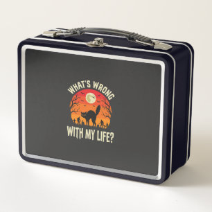 Halloween Black Cat Cemetery Horror Graphic Metal Lunch Box