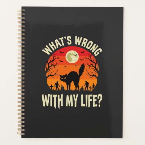 Halloween Black Cat Cemetery Horror Graphic Planner