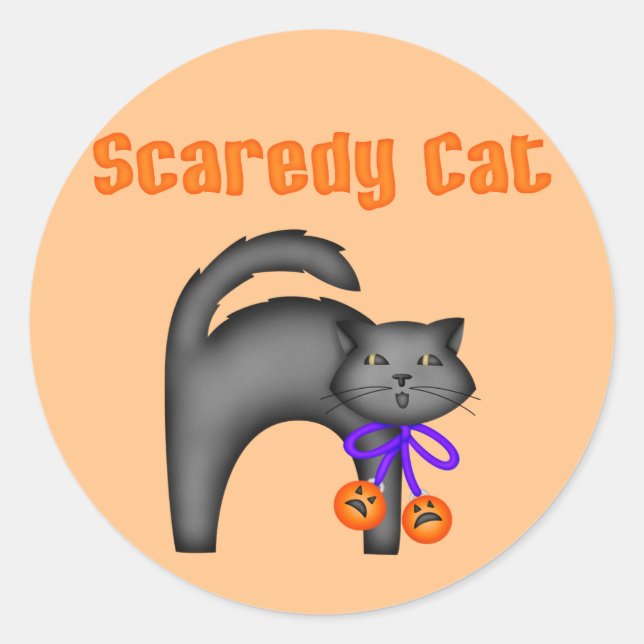 Halloween Black Cat Classic Round Sticker (Front)