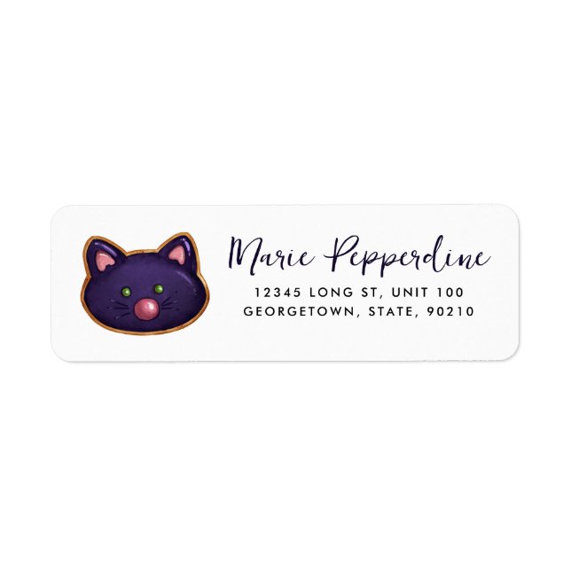 Halloween Black Cat Cookie Customizable Label (Front)