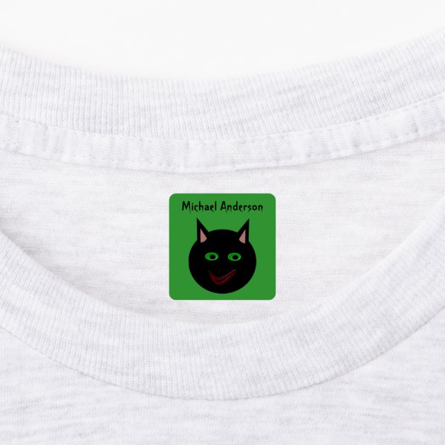 Halloween Black Cat Custom Kids Labels (Affixed)