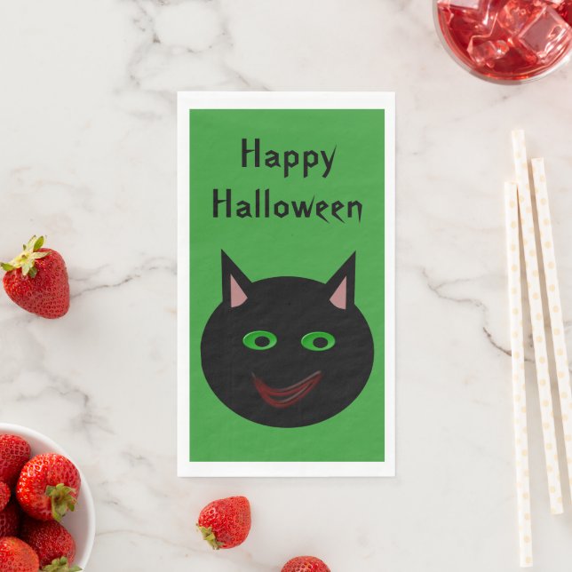 Halloween Black Cat Custom Paper Guest Towels (Insitu)