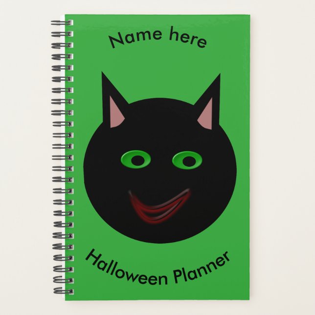 Halloween Black Cat Custom Planner (Front)