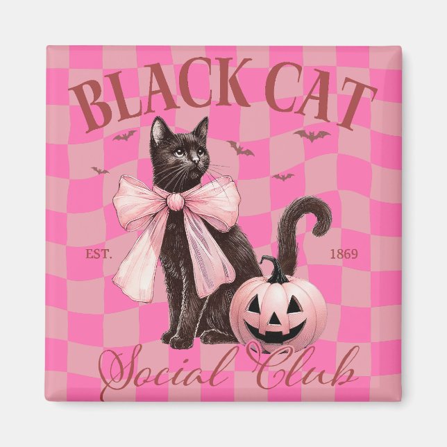 Halloween Black Cat Cute Magnet (Front)