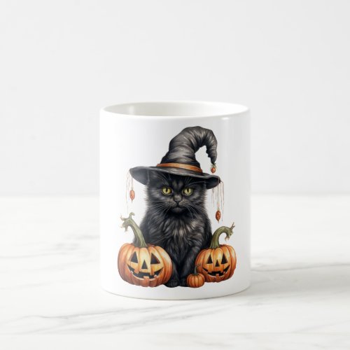Halloween Black Cat Cute Spooky Season Coffee Mug