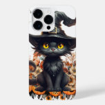 Halloween Black Cat Cute Witch Kitten Floral Fall Iphone 14 Pro Max Case at Zazzle