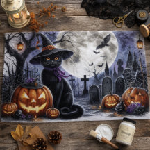 Halloween Black Cat Decoupage Tissue Paper