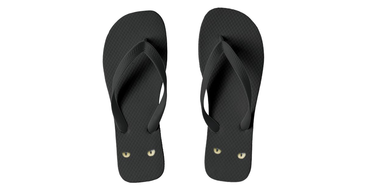 Halloween Black Cat Eyes Flip Flop Flip Flops | Zazzle