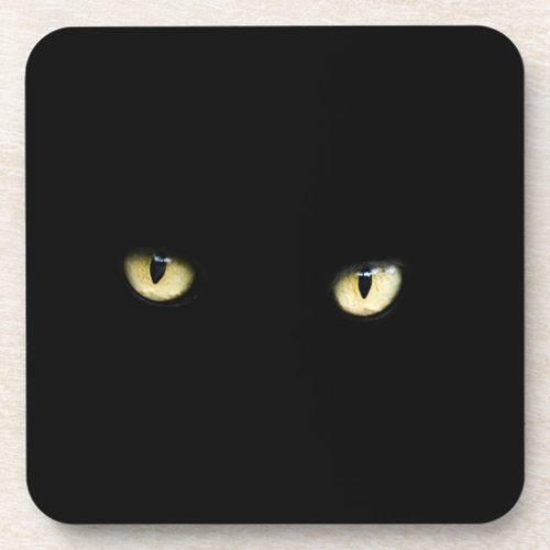 Halloween Black Cat Eyes Plastic Coaster