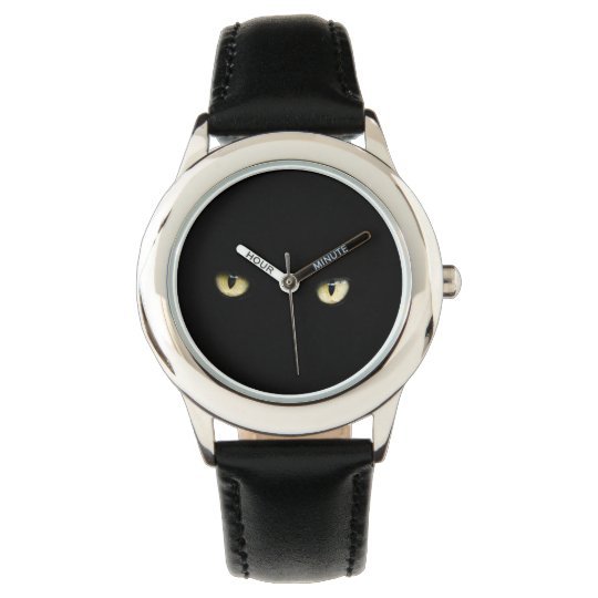 halloween black cat eyes wrist watch