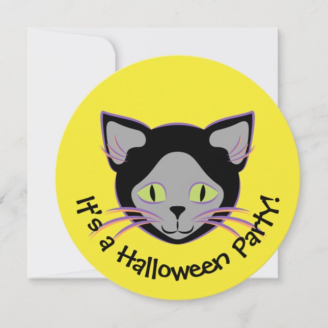Halloween Black Cat Face Invitation (Front)