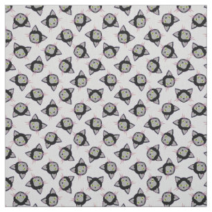 Halloween Black Cat Face Pattern Fabric