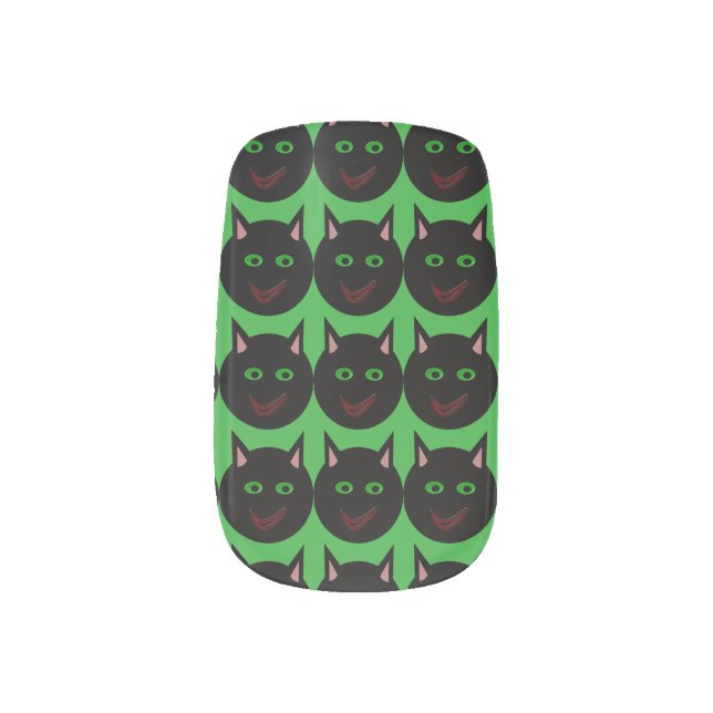 Halloween Black Cat False Nails Minx Nail Wraps (Left Thumb)