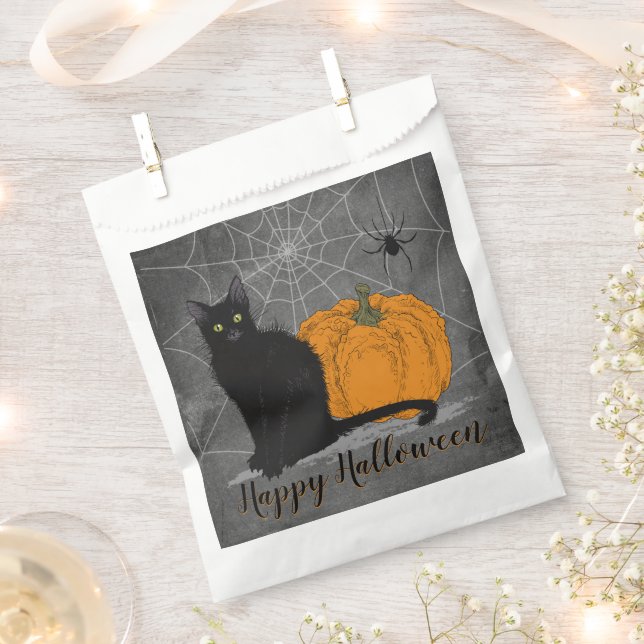 Halloween Black Cat Favor Bag (Clipped)