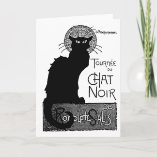Halloween Black Cat French Words Chat Black Text Card