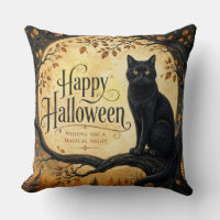 Halloween Black Cat Full Moon Tree