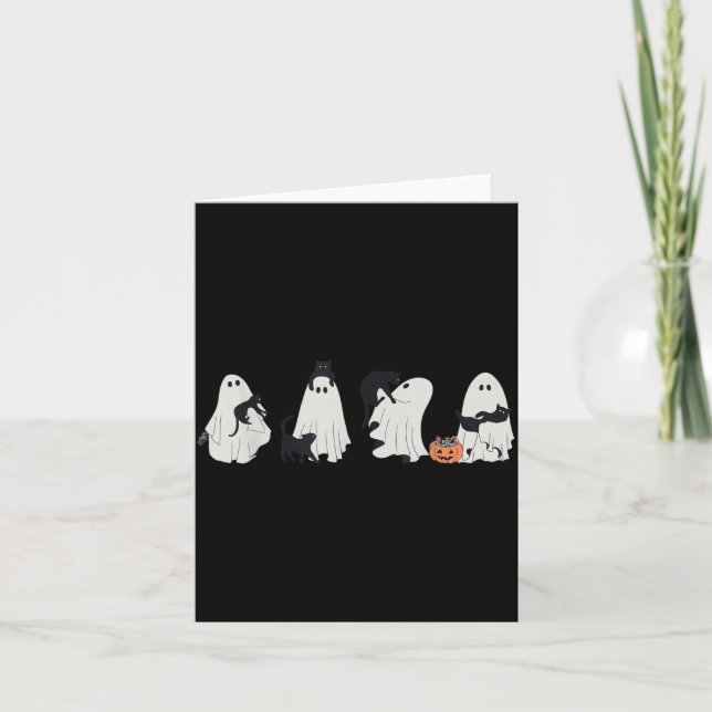 Halloween Black Cat Ghosts Card (Front)