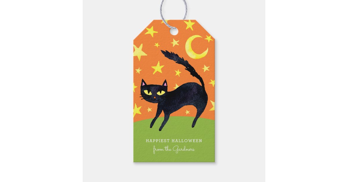 Halloween Black Cat Gift Tags Zazzle Com