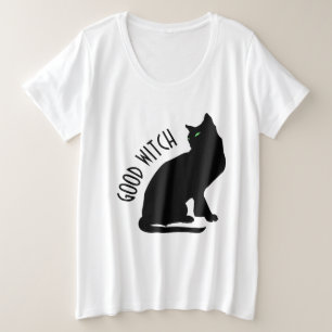 Halloween Black Cat Good Witch Plus Size T-Shirt
