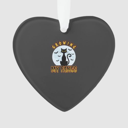 Halloween Black Cat Growing My Fangs Design Ornament