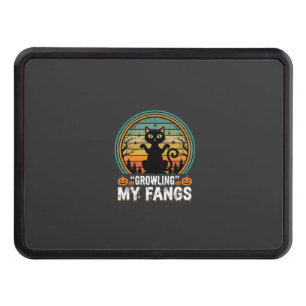 Halloween Black Cat Growling My Fangs Retro Design Hitch Cover