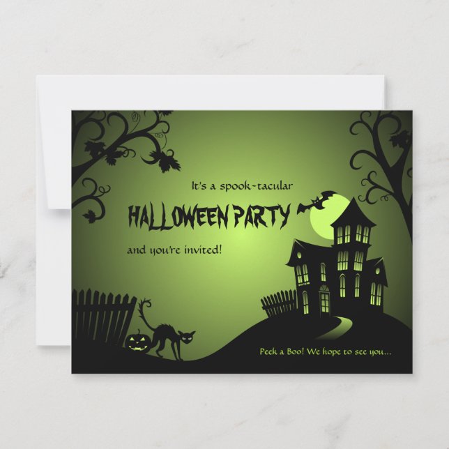 Halloween Black Cat Haunted House Invitation (Front)