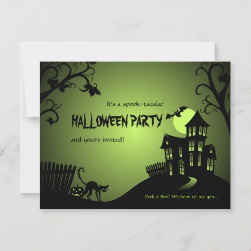 Halloween Black Cat Haunted House Custom Invitation