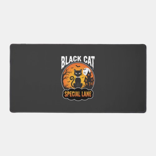Halloween Black Cat Haunted House Moon Design Desk Mat