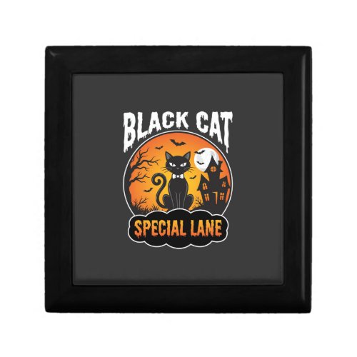 Halloween Black Cat Haunted House Moon Design Gift Box