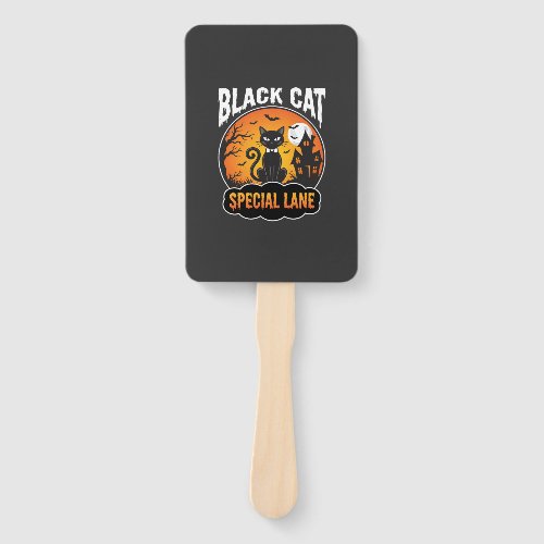 Halloween Black Cat Haunted House Moon Design Hand Fan