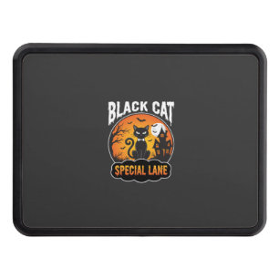 Halloween Black Cat Haunted House Moon Design Hitch Cover