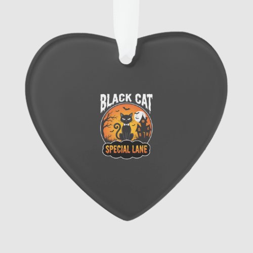 Halloween Black Cat Haunted House Moon Design Ornament