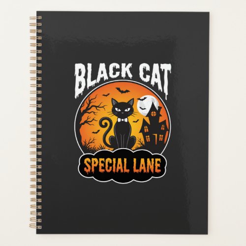 Halloween Black Cat Haunted House Moon Design Planner