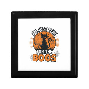 Halloween Black Cat Here For The Boos Vintage Shir Gift Box
