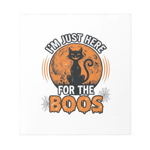 Halloween Black Cat Here For The Boos Vintage Shir Notepad