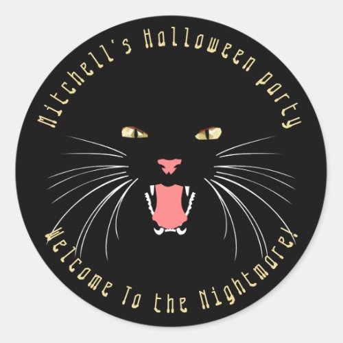 Halloween Black Cat Hissing Fun Slogan Sticker