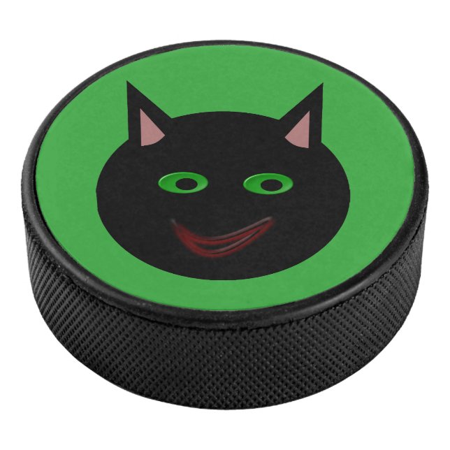 Halloween Black Cat Hockey Puck (3/4)