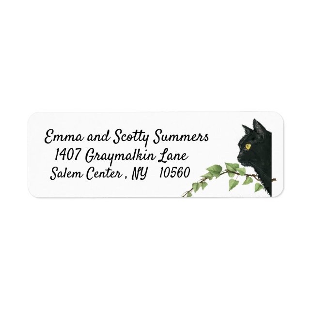 Halloween Black Cat  Holiday Address Label (Front)